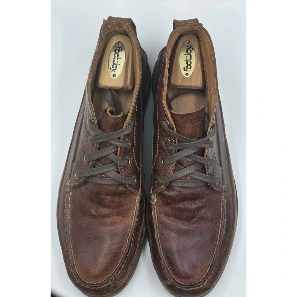Sperry Authentic Original Boat Chukka Boots Mens 10M Dark Brown Leather